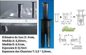 CONJUNTO PINO   REBITE SR-4  PRETO 5 PECAS