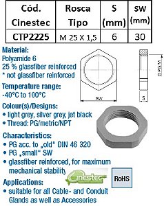 CONTRAPORCA PA6 CINZA CLARO M 25 X 1,5