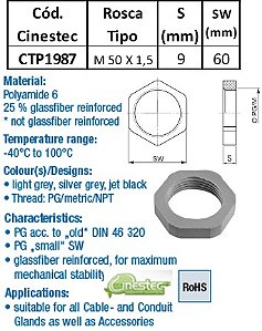 CONTRAPORCA PA6 CINZA CLARO M 50 X 1,5