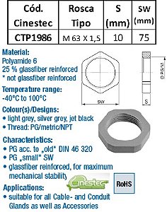 CONTRAPORCA PA6 CINZA CLARO M 63 X 1,5