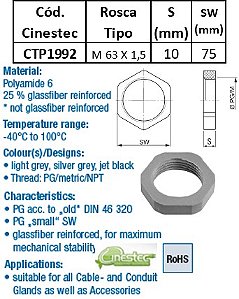 CONTRAPORCA PA6 PRETO M 63 X 1,5  mm