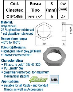 CONTRAPORCA PA6 PRETO NPT 1/2