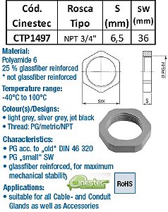CONTRAPORCA PA6 PRETO NPT 3/4