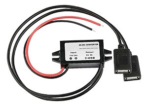 CONVERSOR TENSÃO 12V -> 5V X3A BLINDADO IP68 2 SAIDAS USB FEMEA