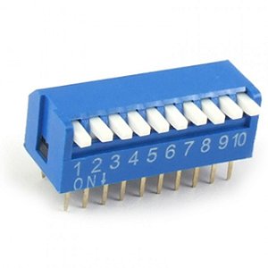 DIP SWITCH 10 VIAS  90 graus  AZUL  KF1002-10