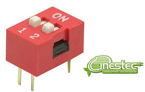 DIP SWITCH 2 VIAS  180 graus  VERMELHO