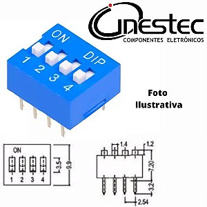 DIP SWITCH 4 VIAS - 180° - KF1001