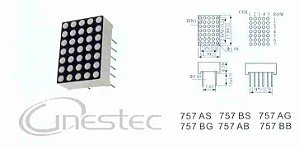 DISPLAY MATRIZ 35PONTOS CATODO AZUL HS-757AB