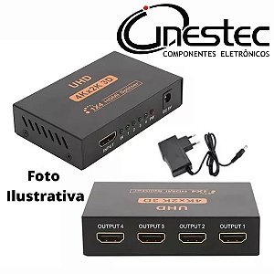 DISTRIBUIDOR (SPLITER) HDMI 4K - 1 x 4 SAIDAS AMPLIFICADO V1.4B