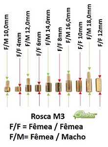 ESPAÇADOR LATAO M3, MACHO / FEMEA, 12MM