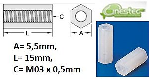 ESPACADORES NYLON M3, FEMEA / FEMEA, 15MM