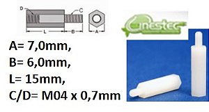 ESPACADORES NYLON M4, MACHO / FEMEA, 15MM