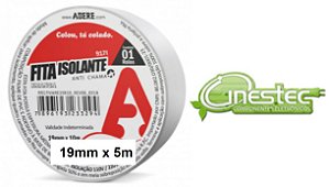 FITA ISOLANTE ANTI-CHAMA 05M X 19MM X 0,13MM - BRANCO