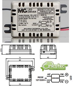 FONTE / DRIVE PARA LED - CORRENTE CONSTANTE - 6 A 12W
