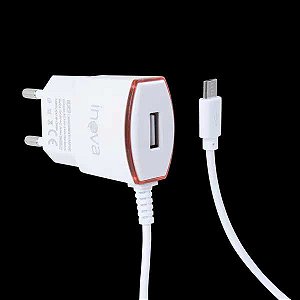 FONTE CARREGADOR USB 2,1A COM CABO MICRO USB EMBUTIDO