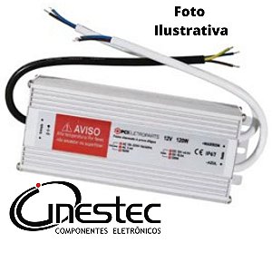 FONTE CHAVEADA BLINDADA / SLIM 12V x 10A - 120W - BIVOLT
