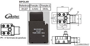 INTERRUPTOR DE GATILHO MG BIPOLAR 15A 120  250VCA  39227