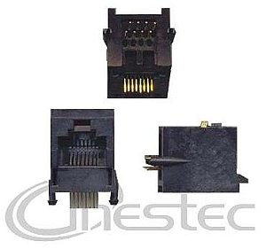 JACK  RJ45  8 VIAS  PARA  PLACA 90 graus PRETO  YH55-05-B