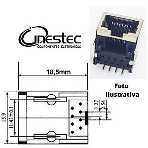 JACK RJ45 8 VIAS PARA PLACA 90 graus - BLINDADO