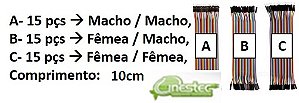 KIT CABO JUMPER M/M  F/M  F/F  10CM  COM 45 CABOS PARA PROTOTIPOS