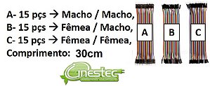 KIT CABO JUMPER M/M  F/M  F/F  30cm  COM 45 CABOS PARA PROTOBOARD