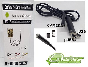 KIT CAMERA DE INSPECAO ANDROID  PC  LAPTOP  ENDOSCOPIA  USB  USB