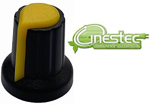 KNOB ROTATIVO PRETO / AMARELO PARA POTENCIOMETRO L15