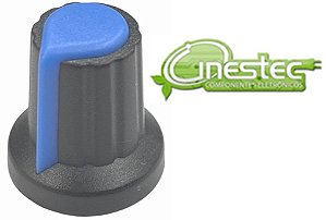 KNOB ROTATIVO PRETO / AZUL PARA POTENCIOMETRO L15