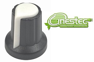 KNOB ROTATIVO PRETO / BRANCO PARA POTENCIOMETRO L15