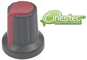 KNOB ROTATIVO PRETO / VERMELHO PARA POTENCIOMETO L15
