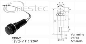 LAMPADA OLHO DE BOI VERDE 12V XD8-2