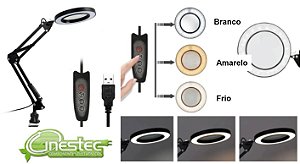 LUPA DE MESA LED - USB - COM GARRA - 5X - M023