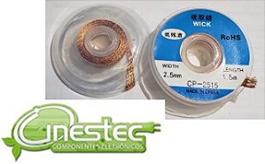 MALHA / FITA DESSOLDADORA 2,5mm x 1,5m COM FLUXO - CP-2515