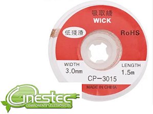 MALHA / FITA DESSOLDADORA 3,0mm X 1,5M COM FLUXO - CP-3015