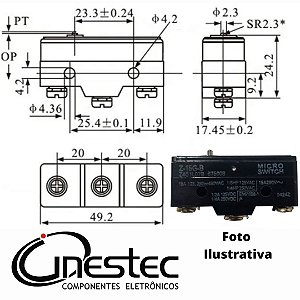 MICROSWITCH 15A SEM HASTE 3 PINOS PEQUENOS TERMINAL PARAFUSO KW-15G-B