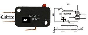 MICROSWITCH ACAO RAPIDA 3A  SEM HASTE  40108