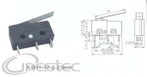 MICROSWITCH MINI 5A HASTE 23mm KW11-3Z 5 3T