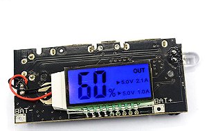 MODULO CARREGADOR BATERIA LITIO 18650   2 USB COM DISPLAY