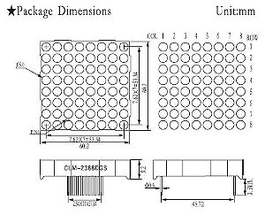 MODULO DISPLAY MATRIZ 64PONTOS 8X8 ANODO BICOLOR - CLM-2388-DGS