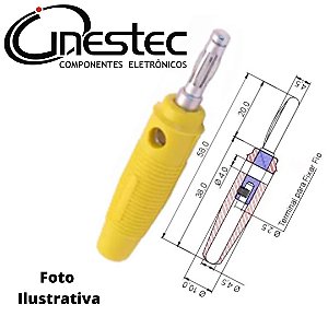 PINO BANANA 4MM EMBORRACHADO AMARELO COM DERIVACAO