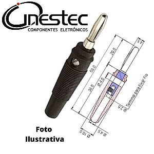 PINO BANANA 4mm EMBORRACHADO PRETO COM DERIVACAO