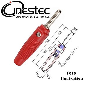 PINO BANANA 4MM EMBORRACHADO VERMELHO COM DERIVACAO