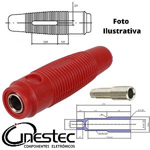 PINO BANANA EXTENSAO 4mm MODELO J121 - VERMELHO