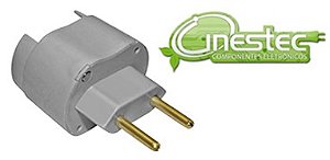PLUG ADAPTADOR PADRAO PINOS CHATOS PARA PADRAO NOVO CINZA