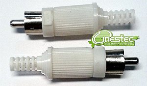 PLUG RCA MACHO BRANCO COM RABICHO