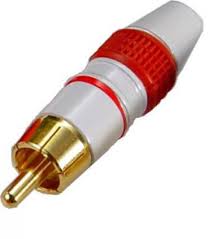 PLUG RCA MACHO OURO ESMALTADO  VERMELHO