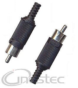 PLUG RCA MACHO PRETO COM RABICHO