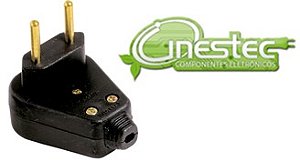 PLUGUE DE FORCA 2P - 90 graus  20A - PRETO - COM Prensa Cabo