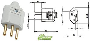 PLUGUE DE FORCA PLD1-3 CINZA - 10A 180G - 3 PINOS