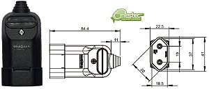 PLUGUE FEMEA TMD2-2 PRETO - 20A - 2P - COM Prensa Cabo